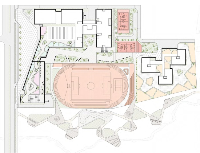 Educational cluster in Yuzhno-Sakhalinsk, the competition concept. Copyright: � UNK project
