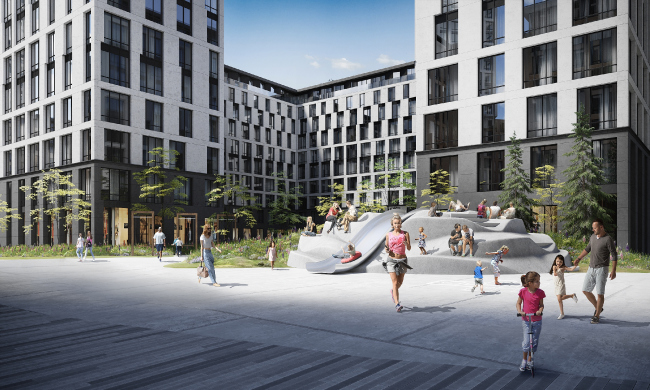 ILOVE housing complex. Fragment of the central Sun Square