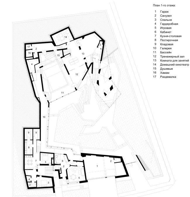 The “Spring” house. Plan of the 1st floor 