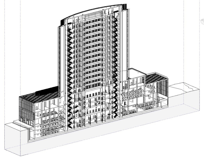 Academic business center on the Vernadskogo Avenue. Section view