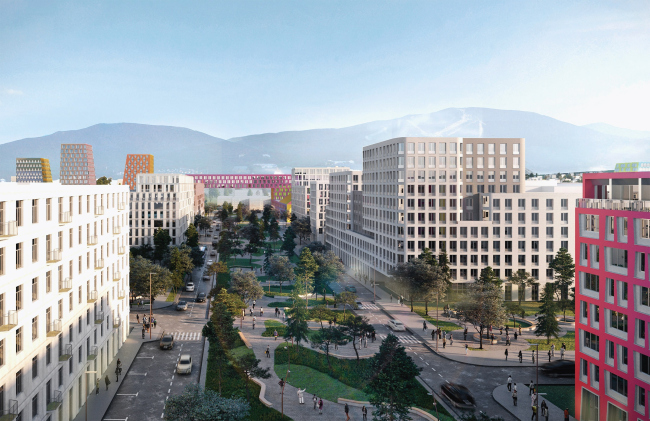 The residential buildings. The concept of architectural and town planning development of the city of Yuzhno-Sakhalinsk. View of the Ankudinov Avenue and the Tikhookeanskaya Street