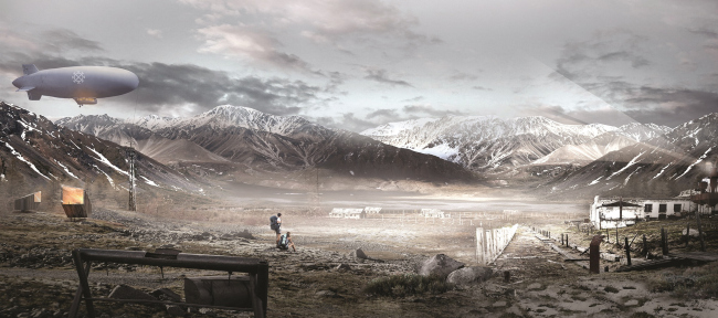 Concept of a tourist cluster in the settlement of Oymyakon. The former GULAG forced labor camp