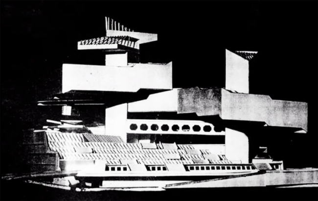 Конкурсный проект центра Помпиду в Париже. 1969. А.Д. Ларин,В.В. Лебедев