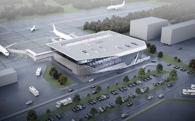 Passenger terminal of the Kemerovo Airport. Top view