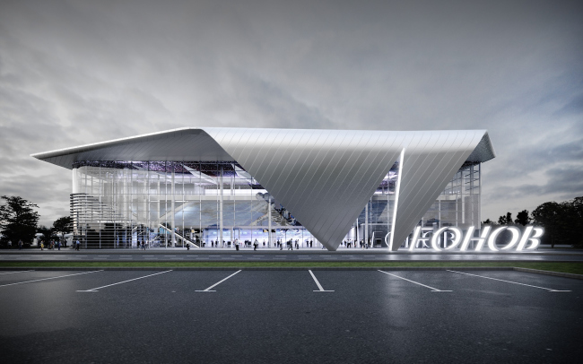 Passenger terminal of the Kemerovo Airport. The main facade.