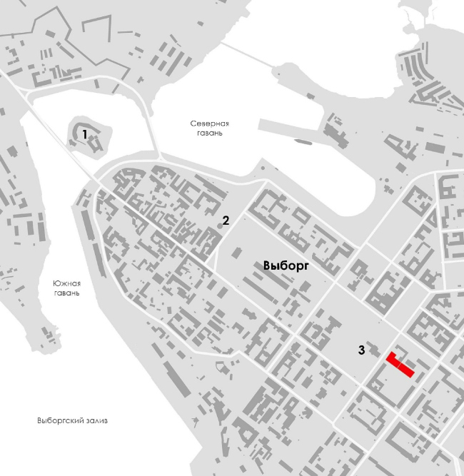 Location plan. The music school with a concert hall in Vyborg