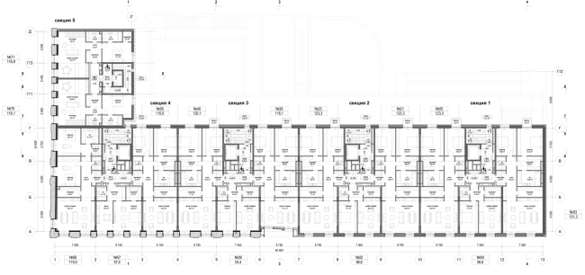 План 3-го этажа. Проект реконструкции здания на Большом Николоворобинском переулке с приспособлением под жилье