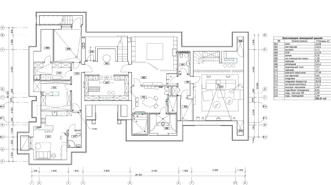 Plan of the basement floor. The house in the Moscow metropolitan area