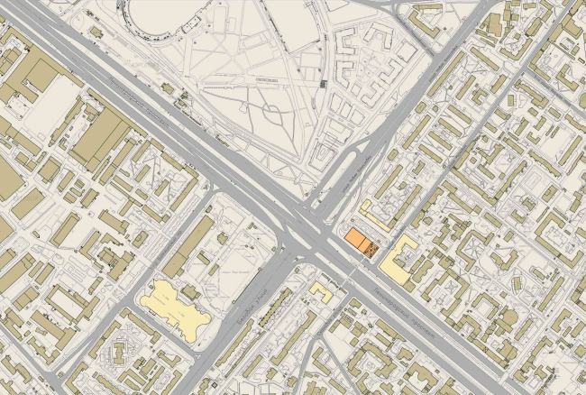 Location plan. The apartment complex Alcon Tower and the mixed-use development Alcon III