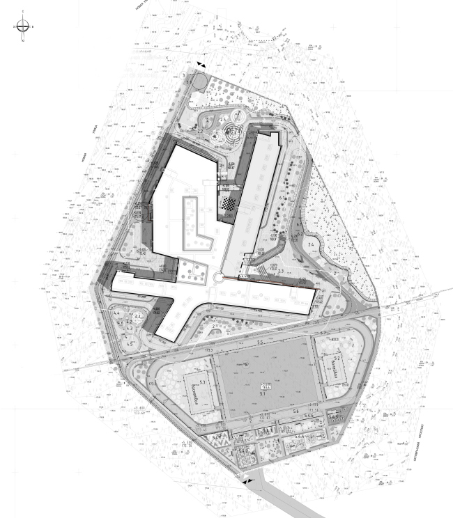 The school for 2,100 students in Troitsk. The master plan