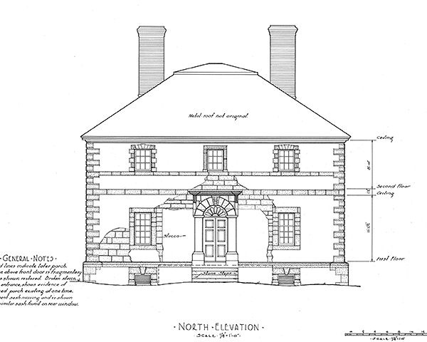 Чертеж дома на плантации Менокин. Historic American Buildings Survey (HABS)