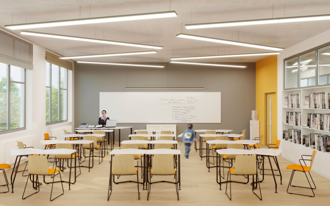 The school and the kindergarten within Spanish Quarters housing complex