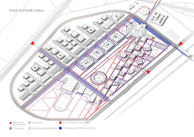 Campus of the ITMO university. The transport layout