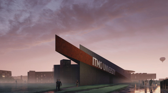 Campus of the ITMO university. The main academic building. The museum and its sharp nose turned to the city and the railroad station, also serving as the sign