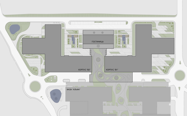 Bravo phase. The landscaping plan. COMCITY office complex