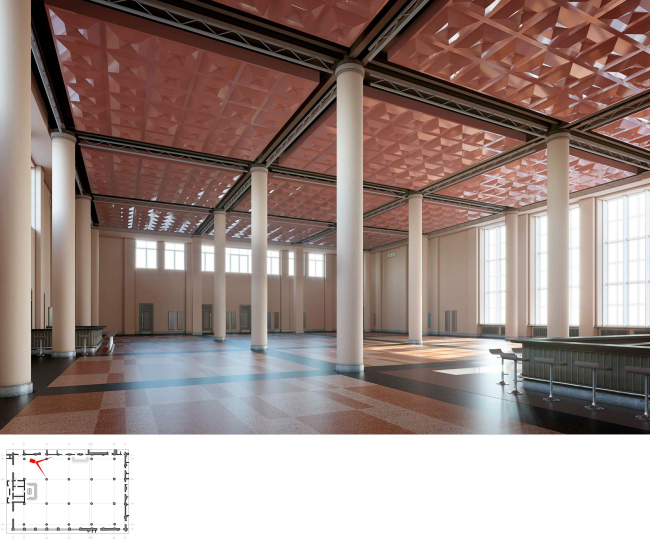 Красный зал. Проект. Реконструкция железнодорожного вокзала в городе Иваново