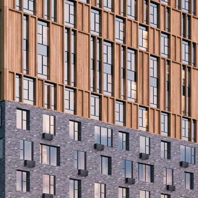 The facade solutions and materials. Version 1 (main). In the Heart of Pushkino housing complex