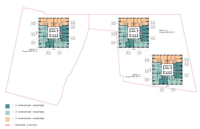 The plan of the upper typical floor.  Residential complex "In the heart of Pushkino"