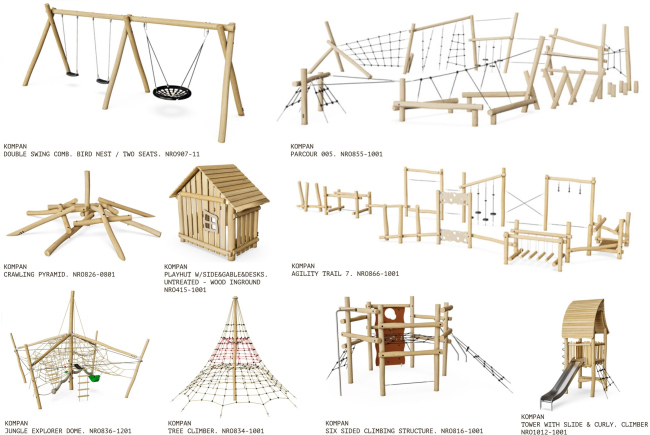 Examples of play equipment.  Residential complex "In the heart of Pushkino"