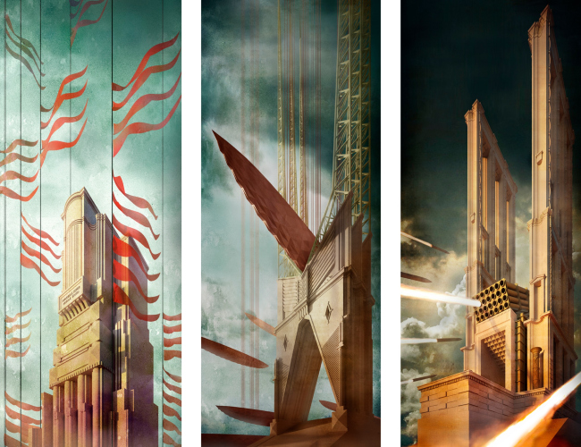 The graphic triptych Immobile super mobile erigo. 2020