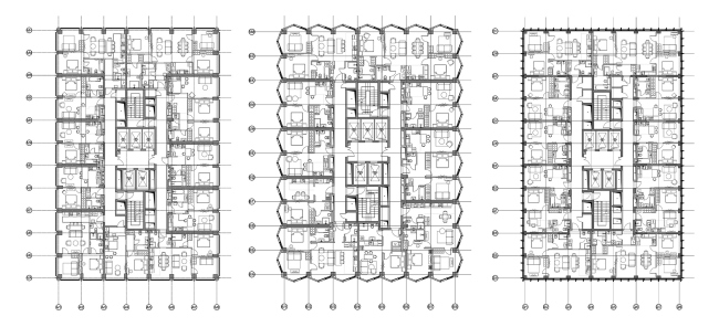 Symphony 34 housing complex. Plans of the towers A, B, C