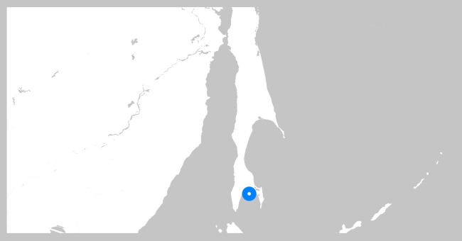 Расположение города Корсаков и соседнего с ним нового города в южной части острова Сахалин. Схема
