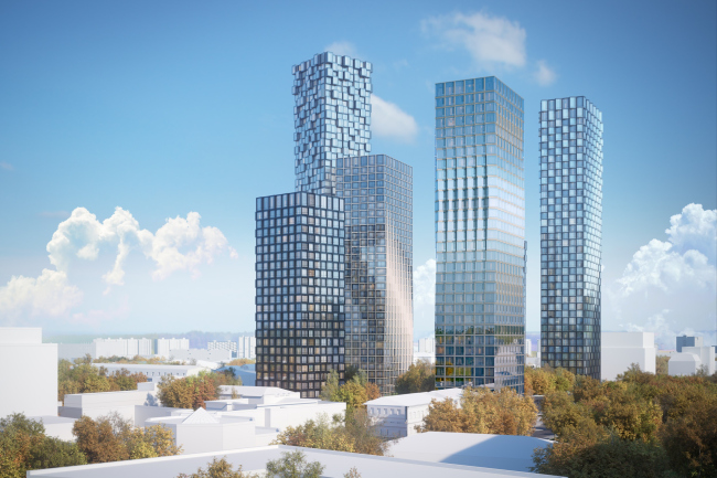 The housing complex High Life Letnikovskaya. View from the northeast