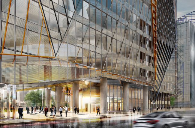 ����� Hekla. Low angle view Passing street HEKLA Tower