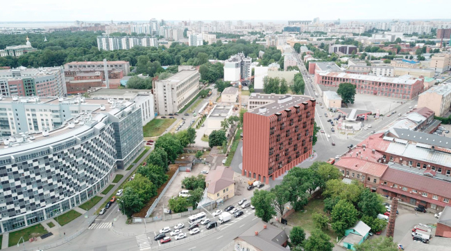 Гостиница на Уральской. Панорамный вид в створе улиц Железноводской и Уральской