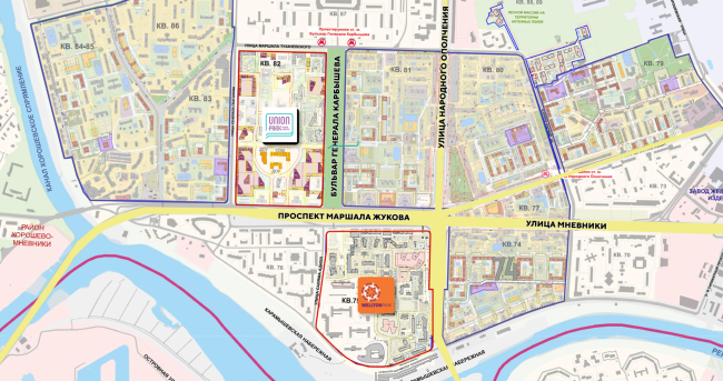 The map of Khoroshevo-Mnevniki. Union Towers, a concept, 2021