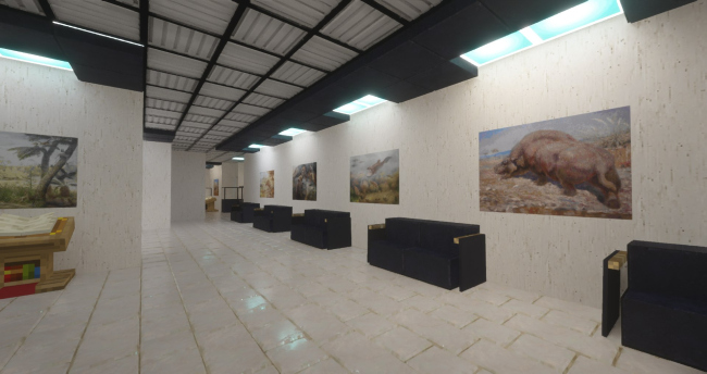 Скриншот майнкрафт модели выставки «Русский палеоарт»