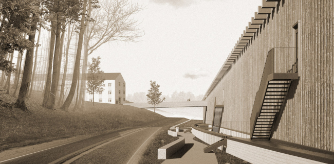 Музейный комплекс «Водные пути Севера». Вид на здание музея со стороны дороги