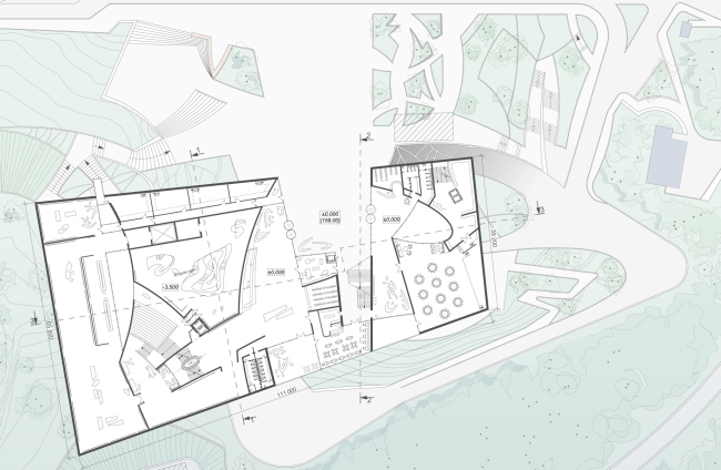 Архитектурная концепция музея современного искусства в Уфе. План 1 этажа