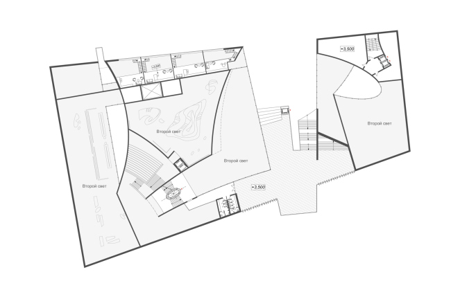 Архитектурная концепция музея современного искусства в Уфе. План антресоли 1 этажа