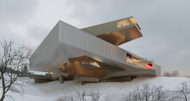 Архитектурная концепция музея современного искусства в Уфе. Вид с юго-запада