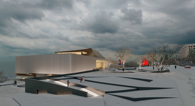 Архитектурная концепция музея современного искусства в Уфе. Вид с северо-востока