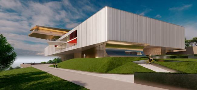 Архитектурная концепция музея современного искусства в Уфе. Вид с юго-востока
