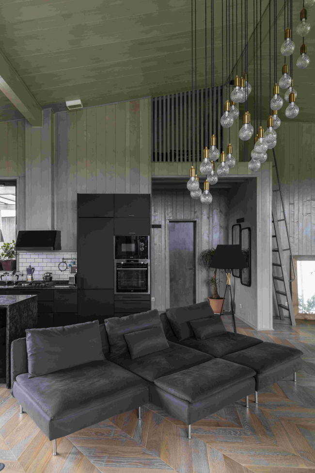 «Дом в Ромашково». Интерьер двухсветное пространство кухни гостиной
