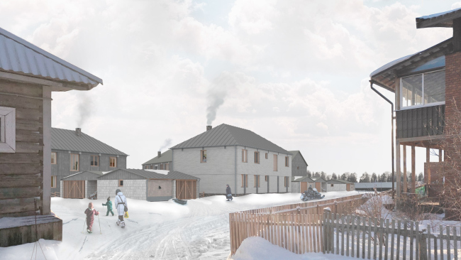 Архитектурная концепция нового жилого фонда поселка Соловецкий. Вид с северо-восточного угла участков