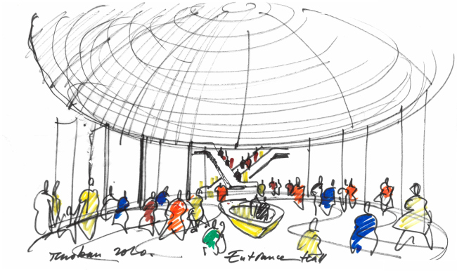 A sketch of the entrance lobby. The Russian pavilion at the World EXPO in Dubai