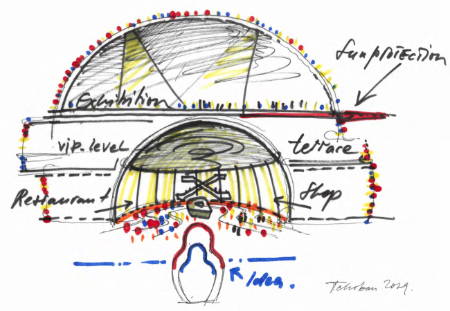 A sketch. The Russian pavilion at the World EXPO in Dubai