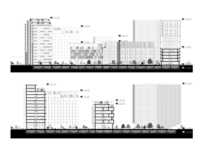 Orient City. Vross section views