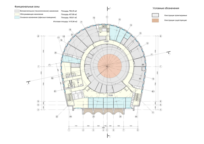 Реконструкция вестибюля станции метрополитена «Фрунзенская» с созданием Единого диспетчерского центра январь 2022.План 2 этажа на отм. 4.800