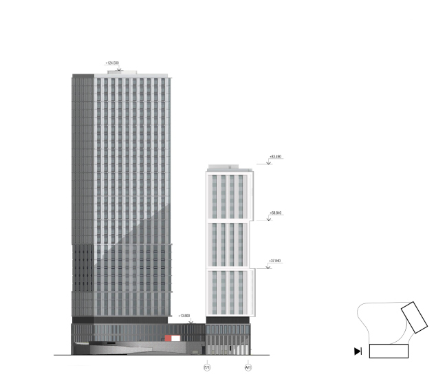 Архитектурная концепция многофункционального жилого комплекса. Фасад  Г/1-А/1