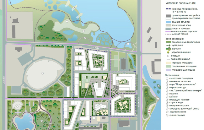 Architectural and urban planning concept of a micro-district in Monchegorsk. Landscape and architectural organization of the territory