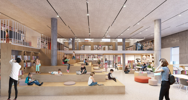 The library. The school within the Symbol housing complex