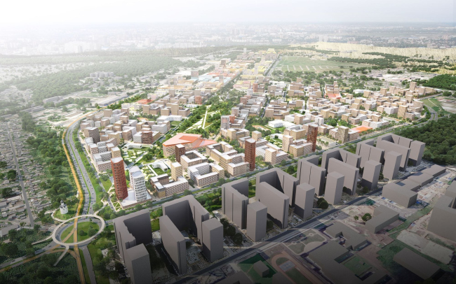 View from the south, on the 1st plan � the residential complex Veresaevo. Aerocity. The concept of building the territory of the old airport in Rostov-on-Don