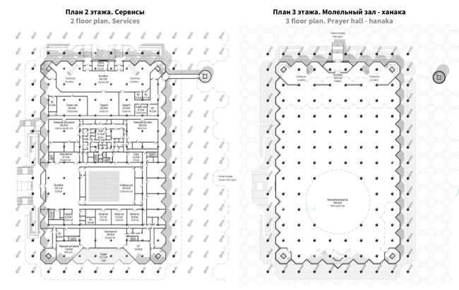 Preliminary design of the Cathedral Mosque in Kazan. The floor plans