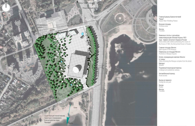 Preliminary design of the Cathedral Mosque in Kazan. Master plan