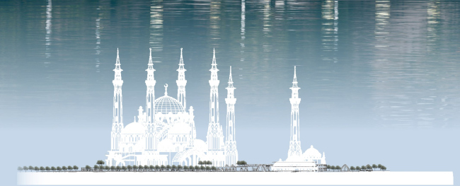 Эскизный проект Соборной мечети в Казани. Развертка со стороны ул. Пролетарская
